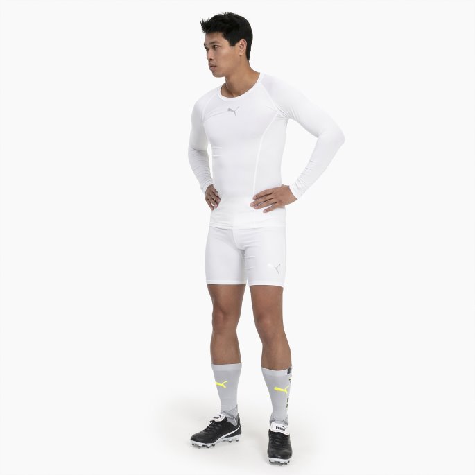 Puma På Tilbud Hvit Liga Baselayer Langermet Herre T-skjorte