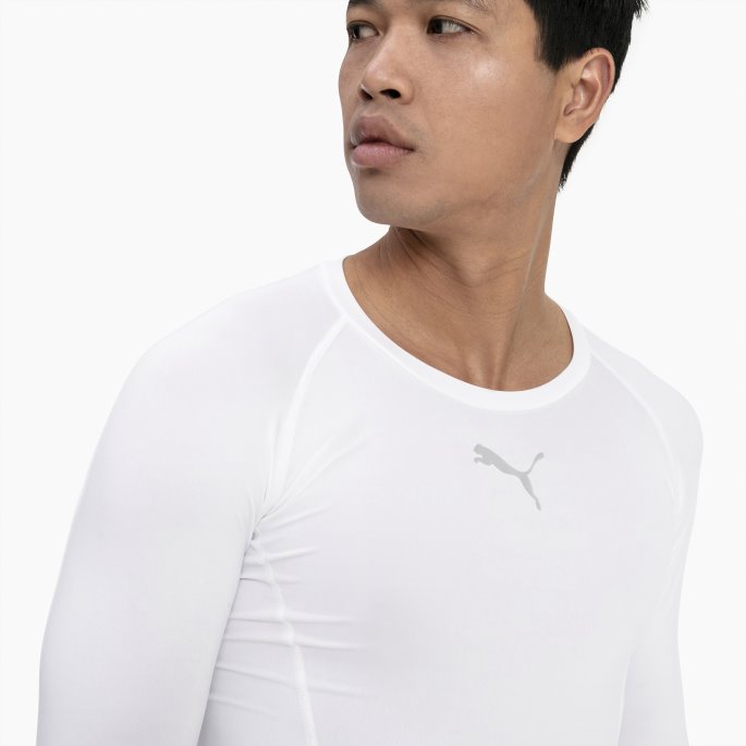 Puma På Tilbud Hvit Liga Baselayer Langermet Herre T-skjorte