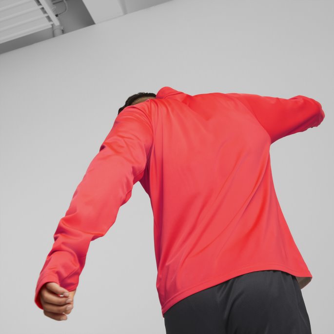 Brennende Korallsvart Puma På Salg Teamliga Quarter-zip Herrefotball Topp