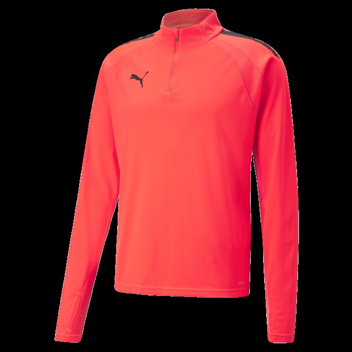 Brennende Korallsvart Puma På Salg Teamliga Quarter-zip Herrefotball Topp