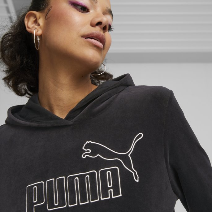 Puma På Tilbud Svart Essentials+ Hettegenser I Velur Dame