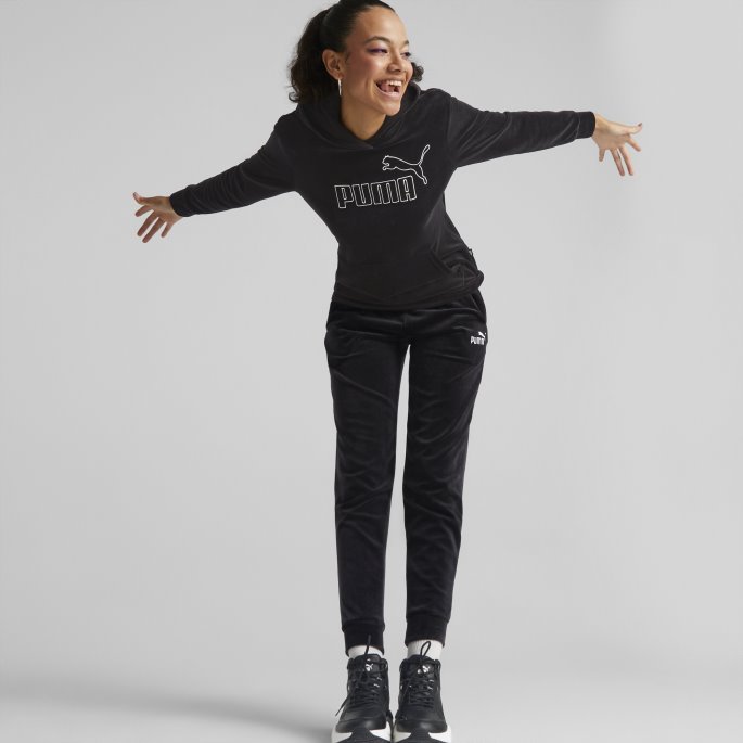 Puma På Tilbud Svart Essentials+ Hettegenser I Velur Dame