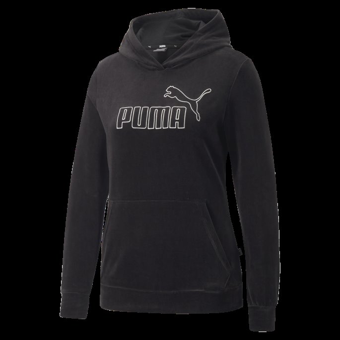 Puma På Tilbud Svart Essentials+ Hettegenser I Velur Dame