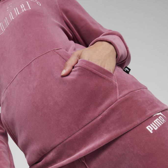 Puma På Tilbud Dusty Orchid Essentials+ Hettegenser I Velour Kvinner