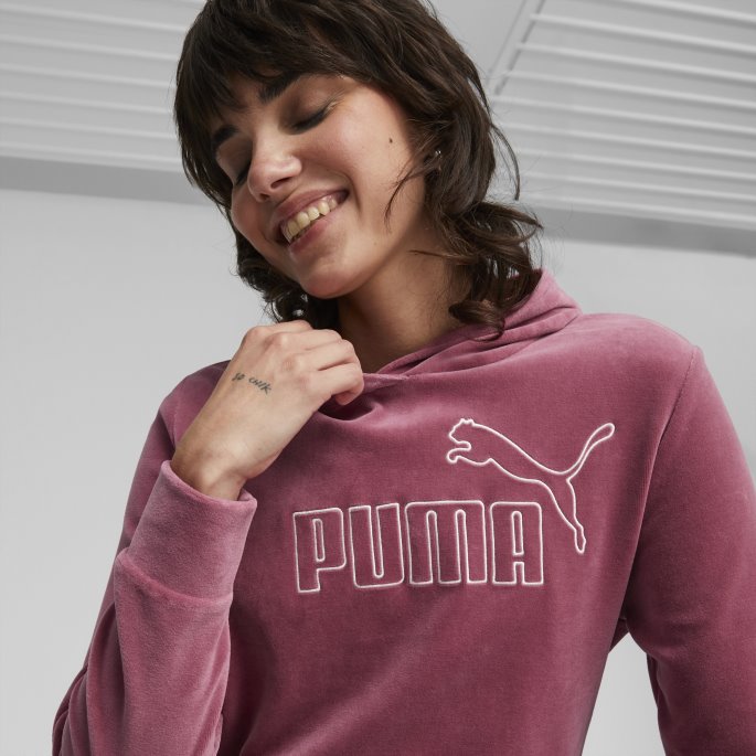 Puma På Tilbud Dusty Orchid Essentials+ Hettegenser I Velour Kvinner