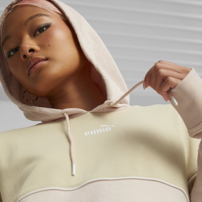 Puma På Tilbud Power Colourblock Hettegenser Kvinner Lys Sand