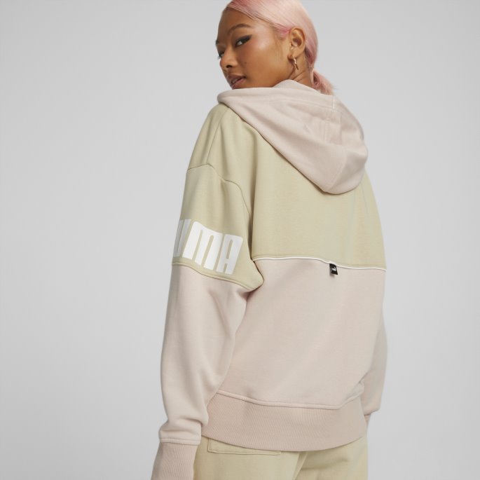 Puma På Tilbud Power Colourblock Hettegenser Kvinner Lys Sand