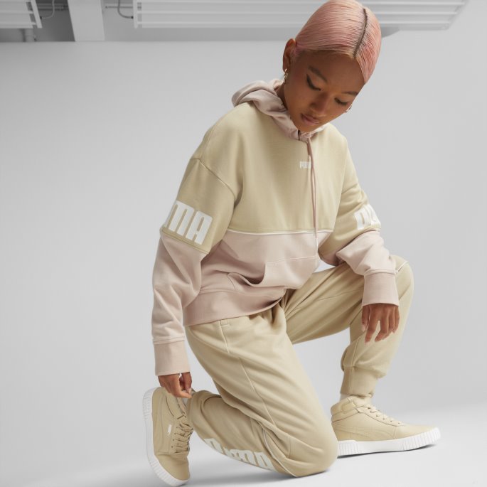 Puma På Tilbud Power Colourblock Hettegenser Kvinner Lys Sand