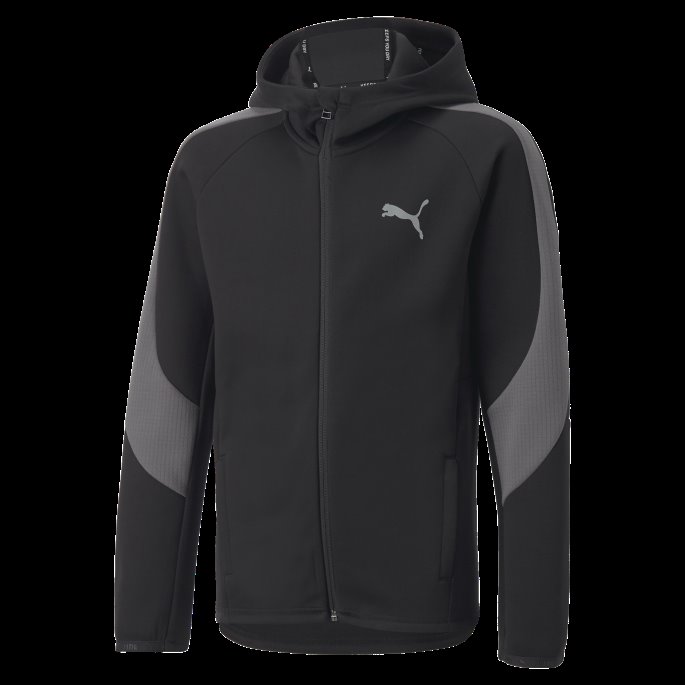 Puma På Tilbud Svart Evostripe Jakke Med Full Glidelås Ungdom