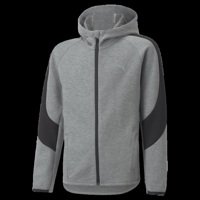 Puma På Tilbud Evostripe Ungdomsjakke Med Full Glidelås Mellomgrå Lyng