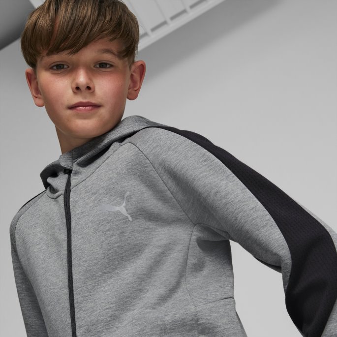 Evostripe Jakke Med Full Glidelås Ungdom Mellomgrå Lyng Puma På Tilbud