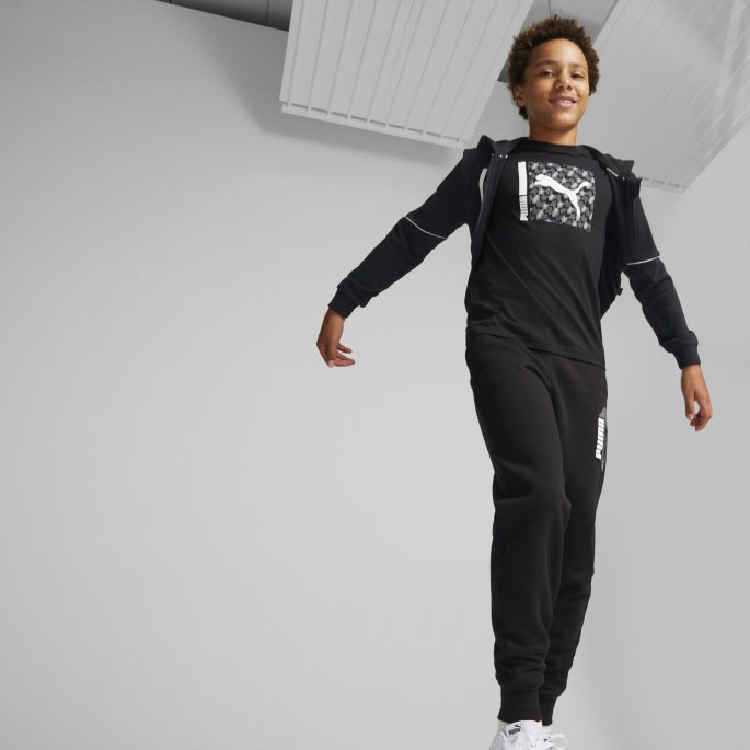 Puma På Tilbud Aktiv Sport Full Glidelås Ungdomshettegenser Svart