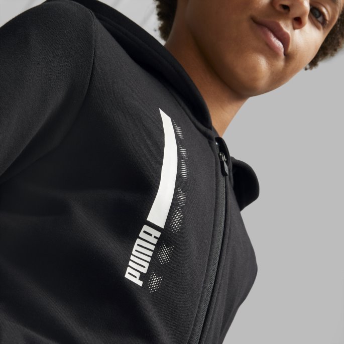 Puma På Tilbud Aktiv Sport Full Glidelås Ungdomshettegenser Svart