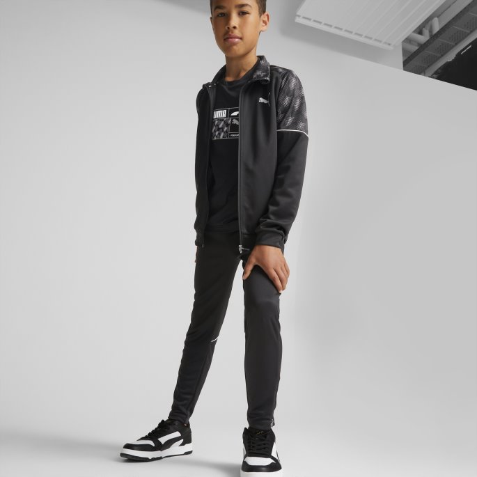 Aktiv Sports Polyester Jakke Med Full Glidelås Ungdom Puma På Tilbud Svart