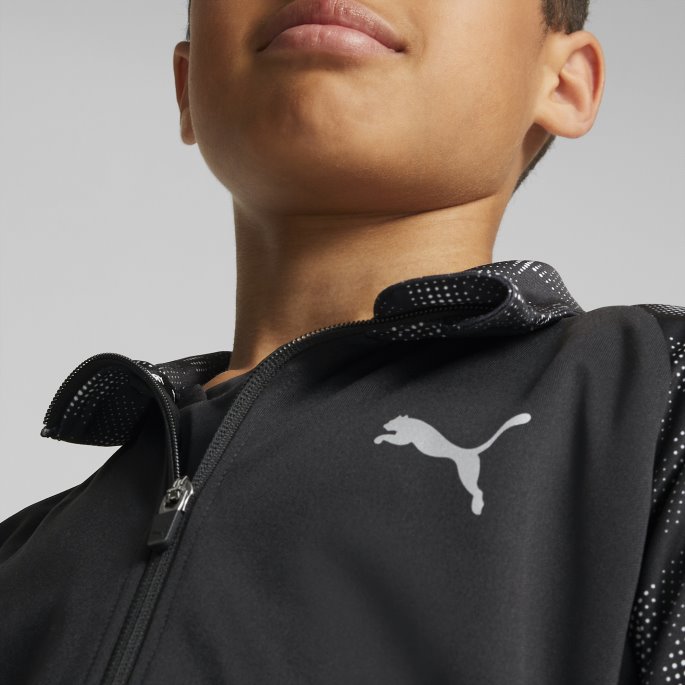 Aktiv Sports Polyester Jakke Med Full Glidelås Ungdom Puma På Tilbud Svart