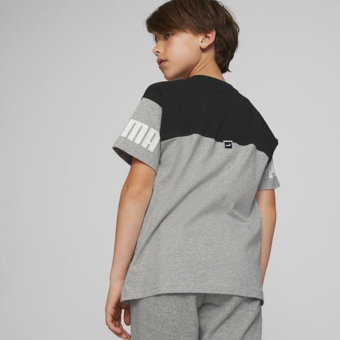 Lys Grå Lyng Power Color Block Tee Ungdom Puma På Salg