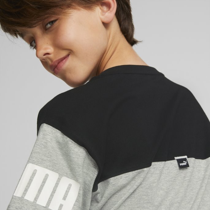 Lys Grå Lyng Power Color Block Tee Ungdom Puma På Salg