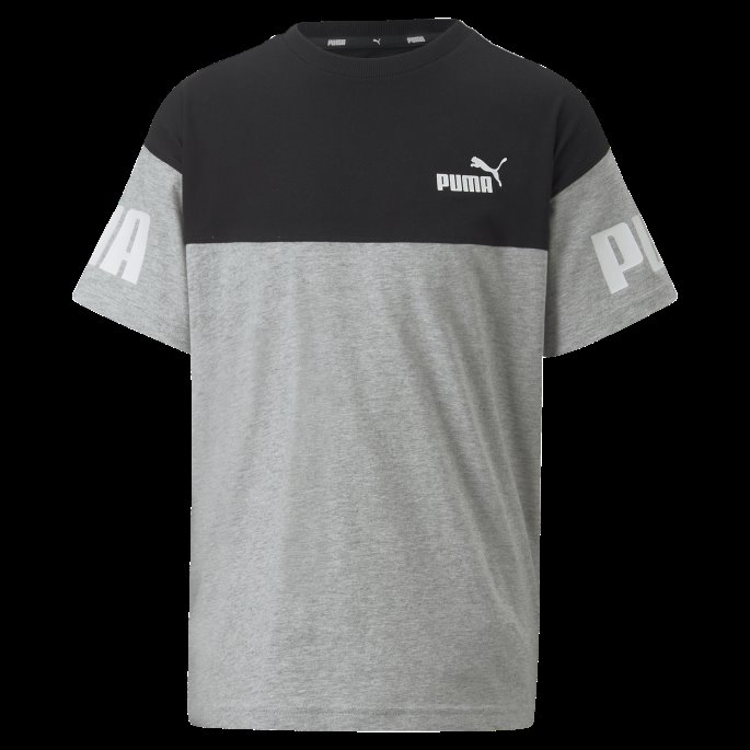 Lys Grå Lyng Power Color Block Tee Ungdom Puma På Salg