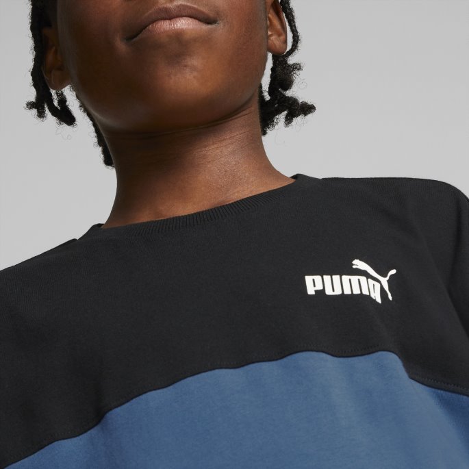 Lake Blue Power Color Block Tee Ungdom Puma På Salg