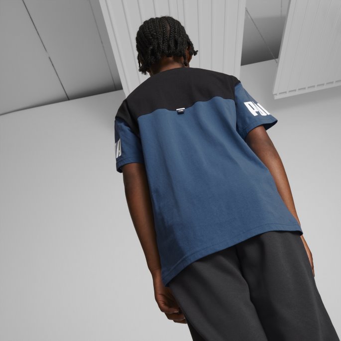 Lake Blue Power Color Block Tee Ungdom Puma På Salg