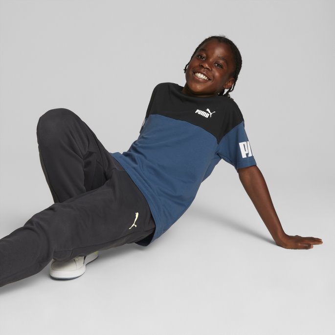 Puma På Salg Lake Blue Power Color Block Tee Ungdom