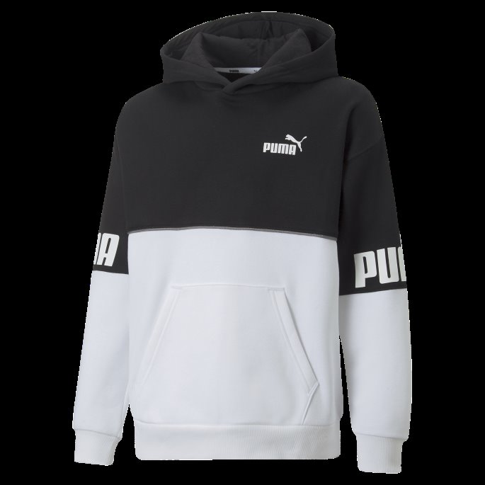 Hvit Power Color Block Hettegenser Ungdom Puma På Salg