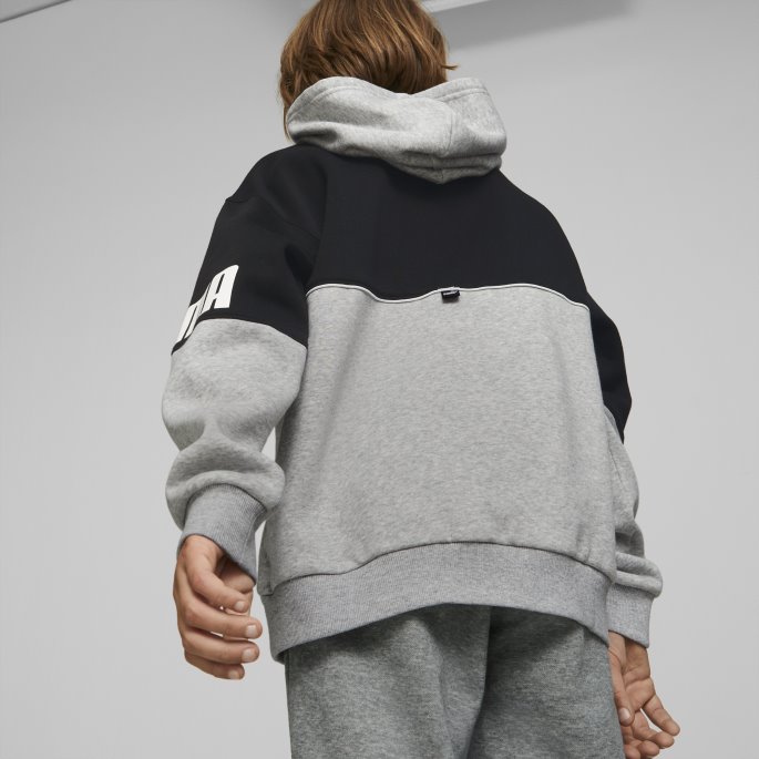 Power Color Block Hettegenser Ungdom Puma På Tilbud Lys Grå Lyng