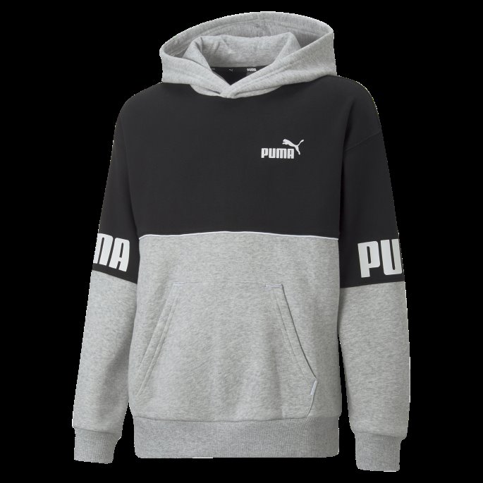Power Color Block Hettegenser Ungdom Puma På Tilbud Lys Grå Lyng