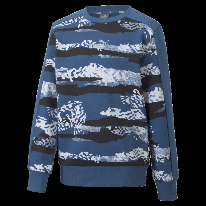 Lake Blue Alpha Printed Crew Neck Sweatshirt Youth Puma På Salg