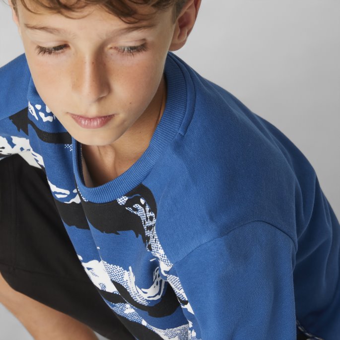 Alfa-trykt Sweatshirt Med Rund Hals Store Barn Puma På Tilbud Lake Blue