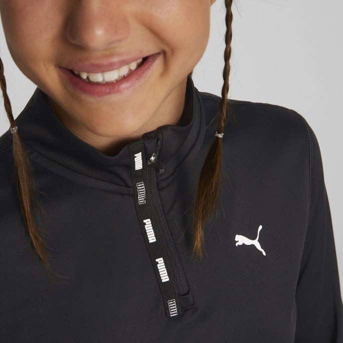 Svart Puma På Salg Sterk Quarter-zip Tee Ungdom