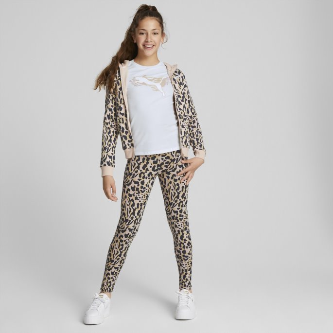 Puma På Tilbud Alfatrykt Full Glidelås Ungdomshettegenser Rose Quartz-aop
