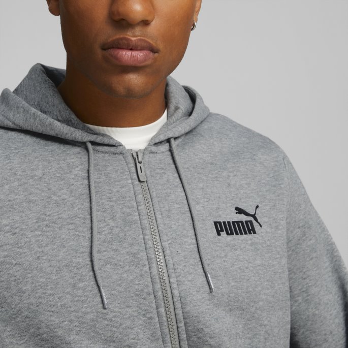 Puma På Tilbud Nødvendigheter+ Tape Hettegenser Med Full Glidelås Herre Mellomgrå Lyng