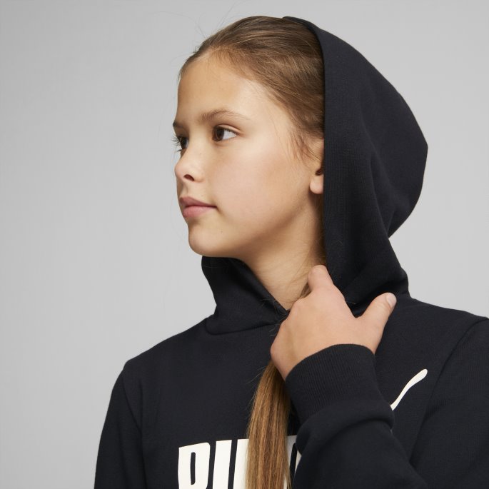 Svart Puma På Salg Nødvendigheter Logo Hette Kjole Ungdom