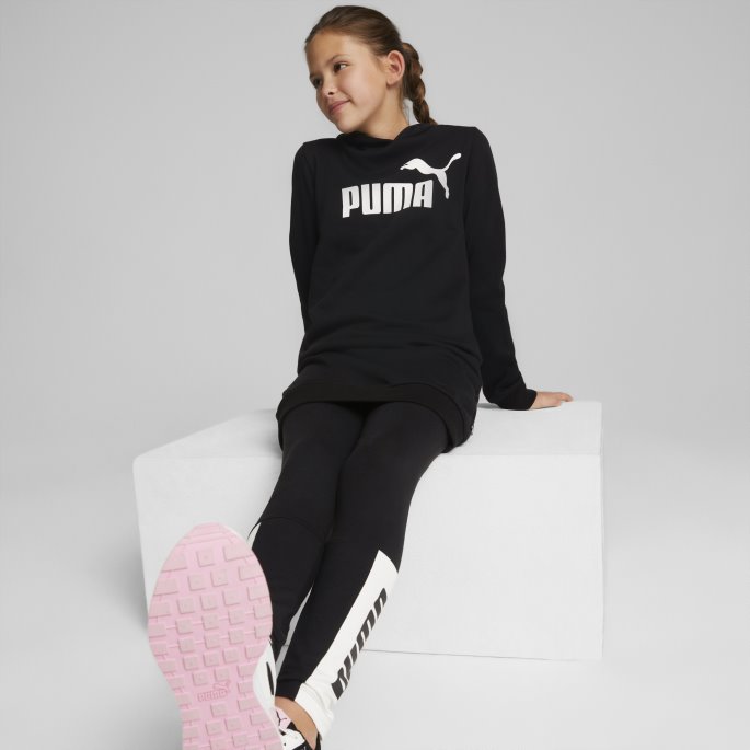 Svart Puma På Salg Nødvendigheter Logo Hette Kjole Ungdom