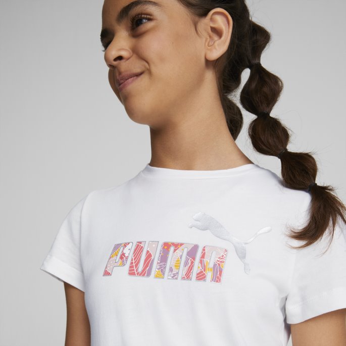 Hvit Puma På Salg Essentials+ Bloom Logo Tee Ungdom