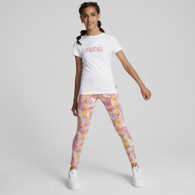 Hvit Puma På Salg Essentials+ Bloom Logo Tee Ungdom