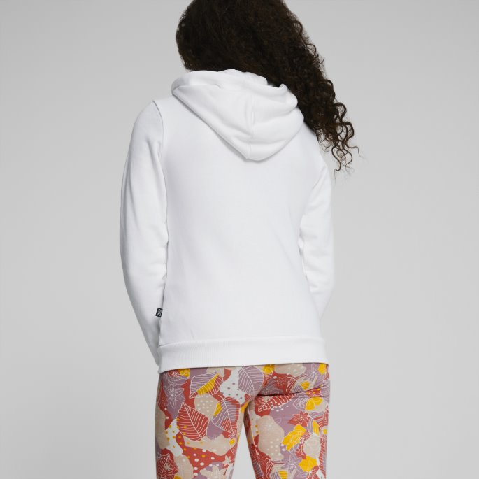 Puma På Salg White Essentials+ Bloom Logo Hettegenser Ungdom