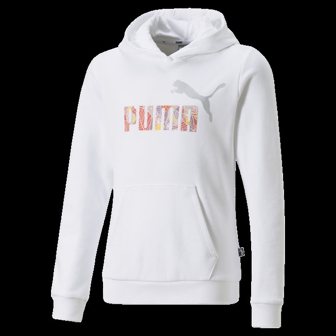 Puma På Salg White Essentials+ Bloom Logo Hettegenser Ungdom