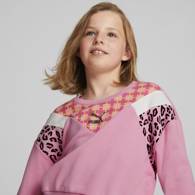 Puma På Tilbud Klassikere Fra 90-tallet Prep Ungdomsgenser Med Rund Hals Prisme Rosa
