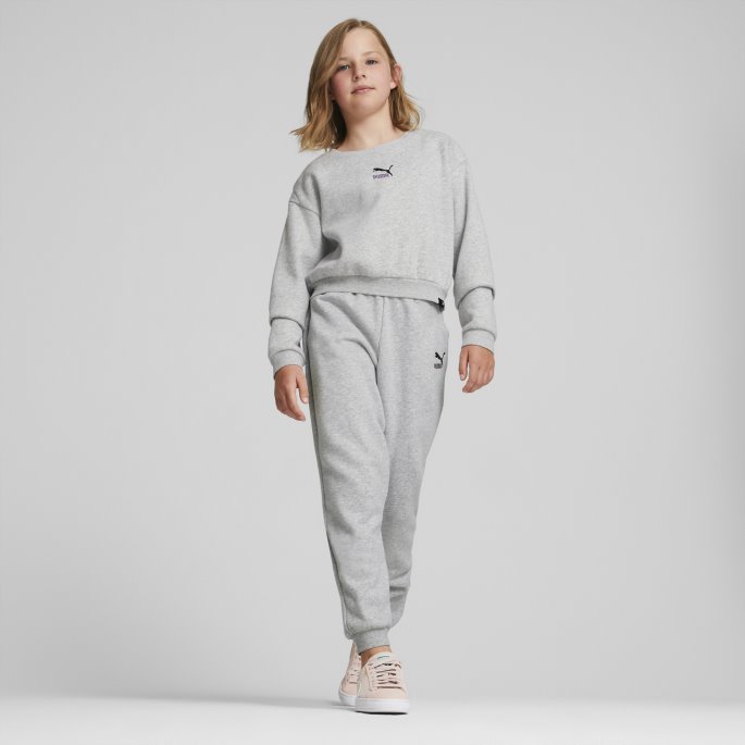 Klassikere Grl Sweatshirt Med Rund Hals Ungdom Puma På Tilbud Lys Grå Lyng