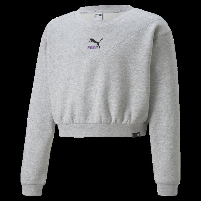 Klassikere Grl Sweatshirt Med Rund Hals Ungdom Puma På Tilbud Lys Grå Lyng