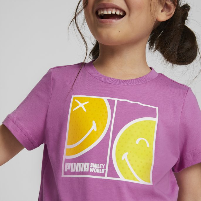 Puma På Tilbud X Smileyworld Liten T-skjorte For Barn Lilla Pop
