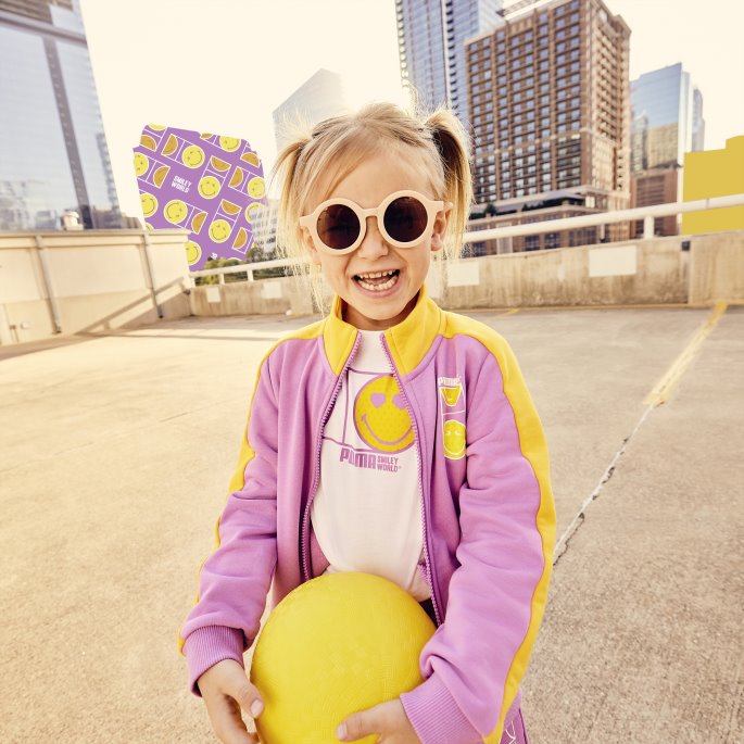 Puma På Tilbud X Smileyworld T7 Treningsjakke For Barn Lilla Pop