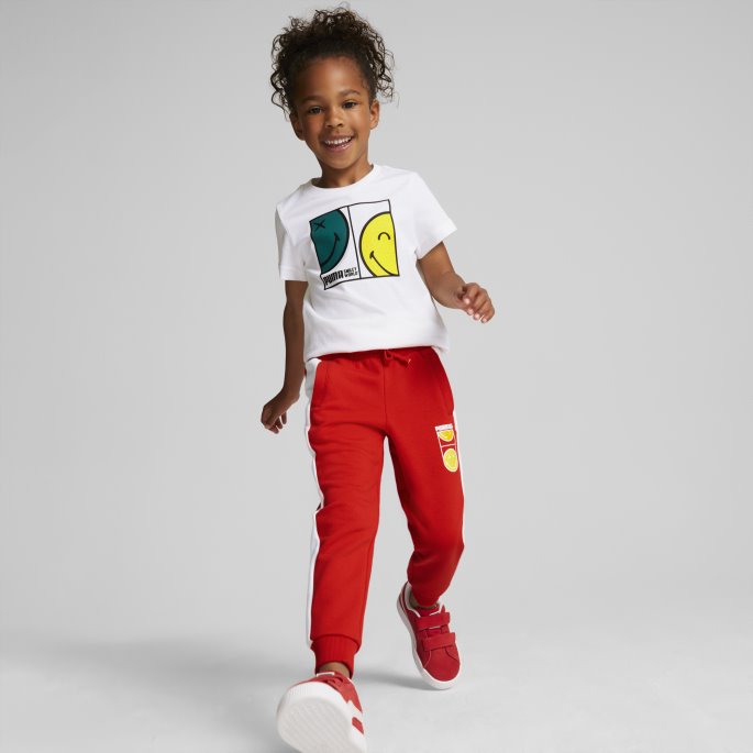 Puma På Tilbud X Smileyworld T7 Treningsbukser For Barn Høyrisiko Rød