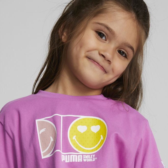 Puma På Tilbud X Smileyworld Barneknute-t-skjorte Lilla Pop