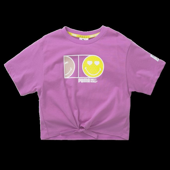 Puma På Tilbud X Smileyworld Barneknute-t-skjorte Lilla Pop