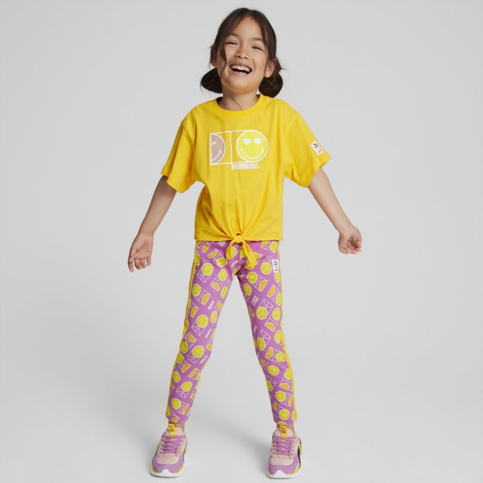 Puma På Tilbud X Smileyworld T7 Printed Leggings Barn Lilla Pop