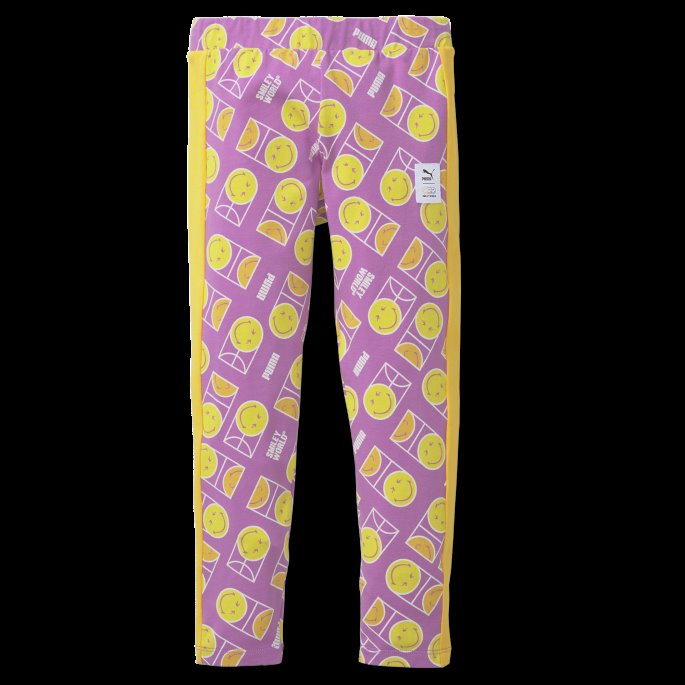 Puma På Tilbud X Smileyworld T7 Printed Leggings Barn Lilla Pop