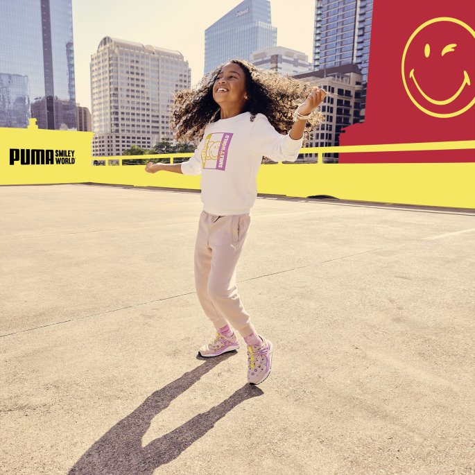 Puma På Tilbud X Smileyworld Liten Barnegenser Med Rund Hals, Hvit